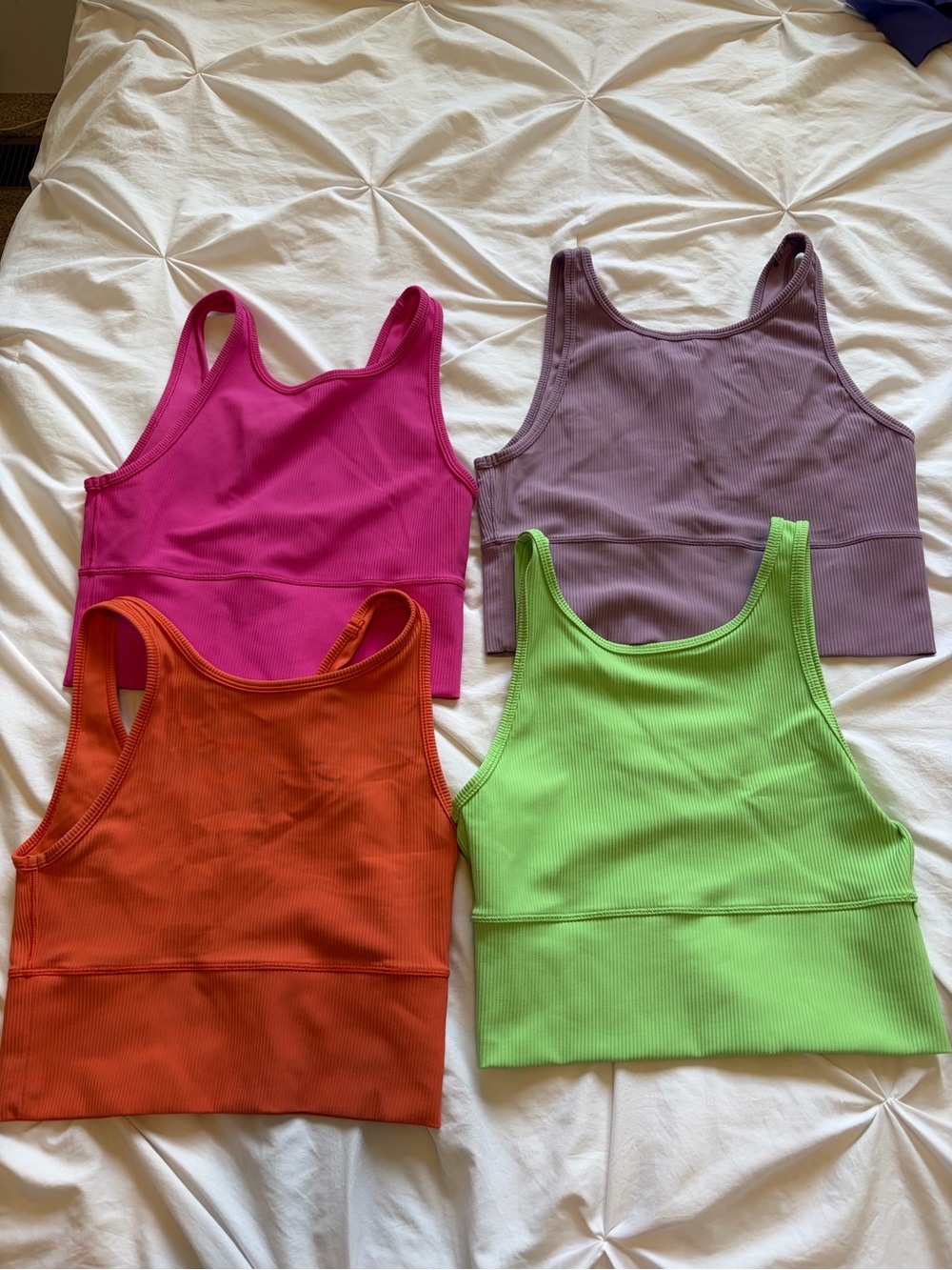 Women’s Ribbed Tank Crop Top - Pink, Purple, Orange, Lime Green